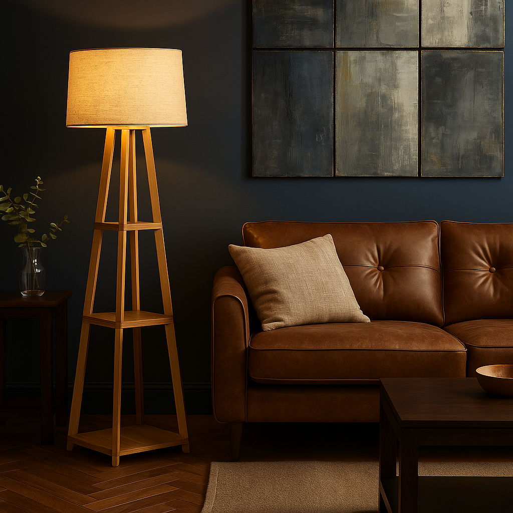 Classic Wooden Tower Floor Lamp