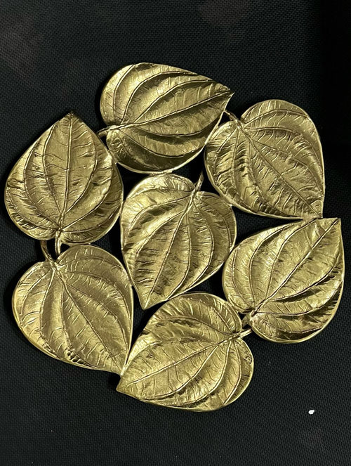 Brass Wall Plaque / Serving Platter - Paan Leaves