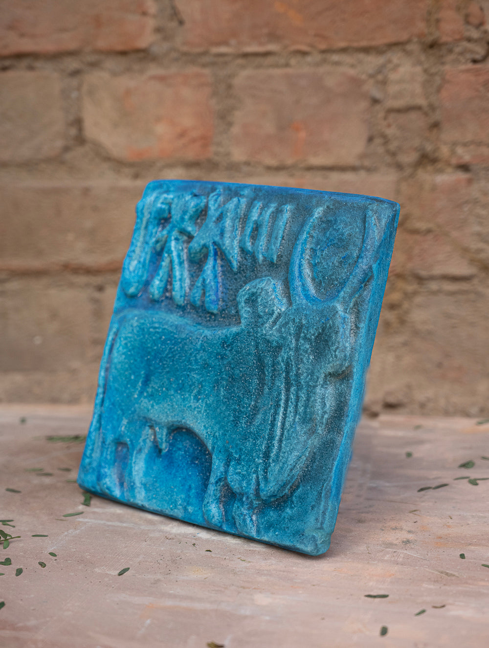 Delhi Blue Art Pottery Wall Plaque - Mohenjo Daro (Bull)