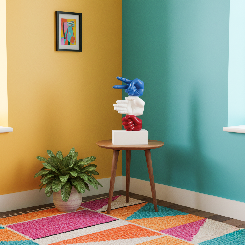 Stone,Paper,Scissor Colourfull Hand - Sculpture