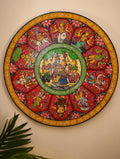 Intricate Pattachitra Art Wooden Wall/Table Plaque (18") - Radha & Krishna, Dasha Avatar