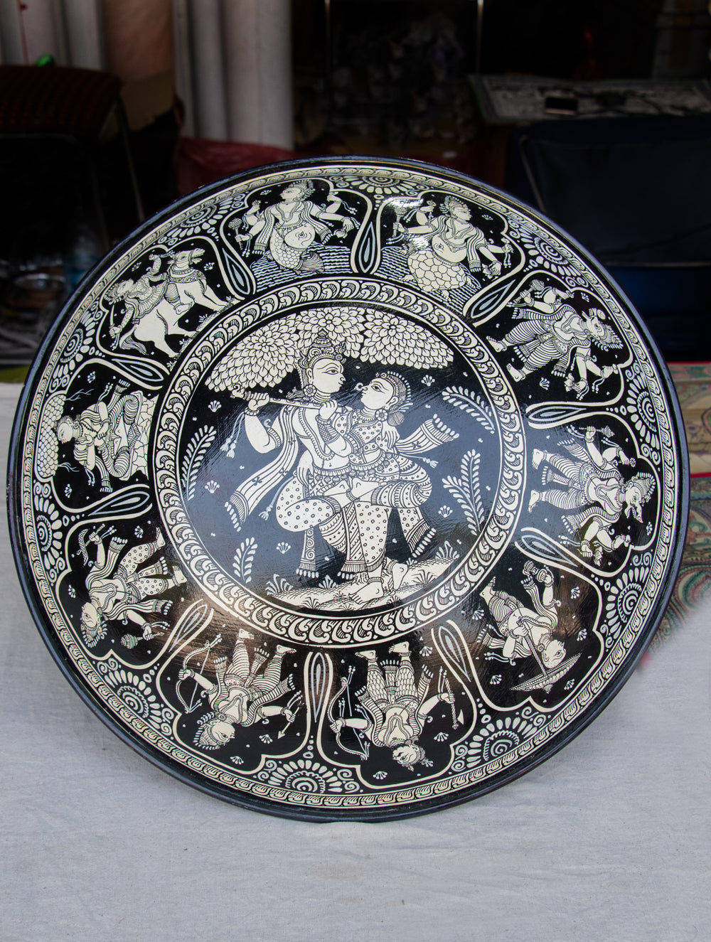 Pattachitra Art Wall Plaque - Radha Krishna