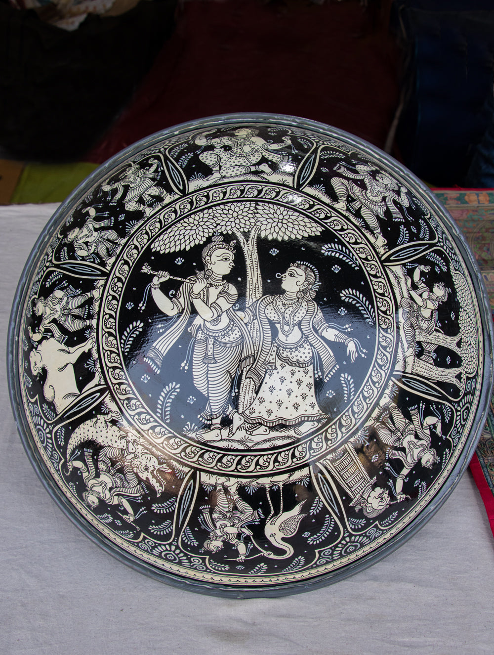 Pattachitra Art Wall Plaque - Radha Krishna