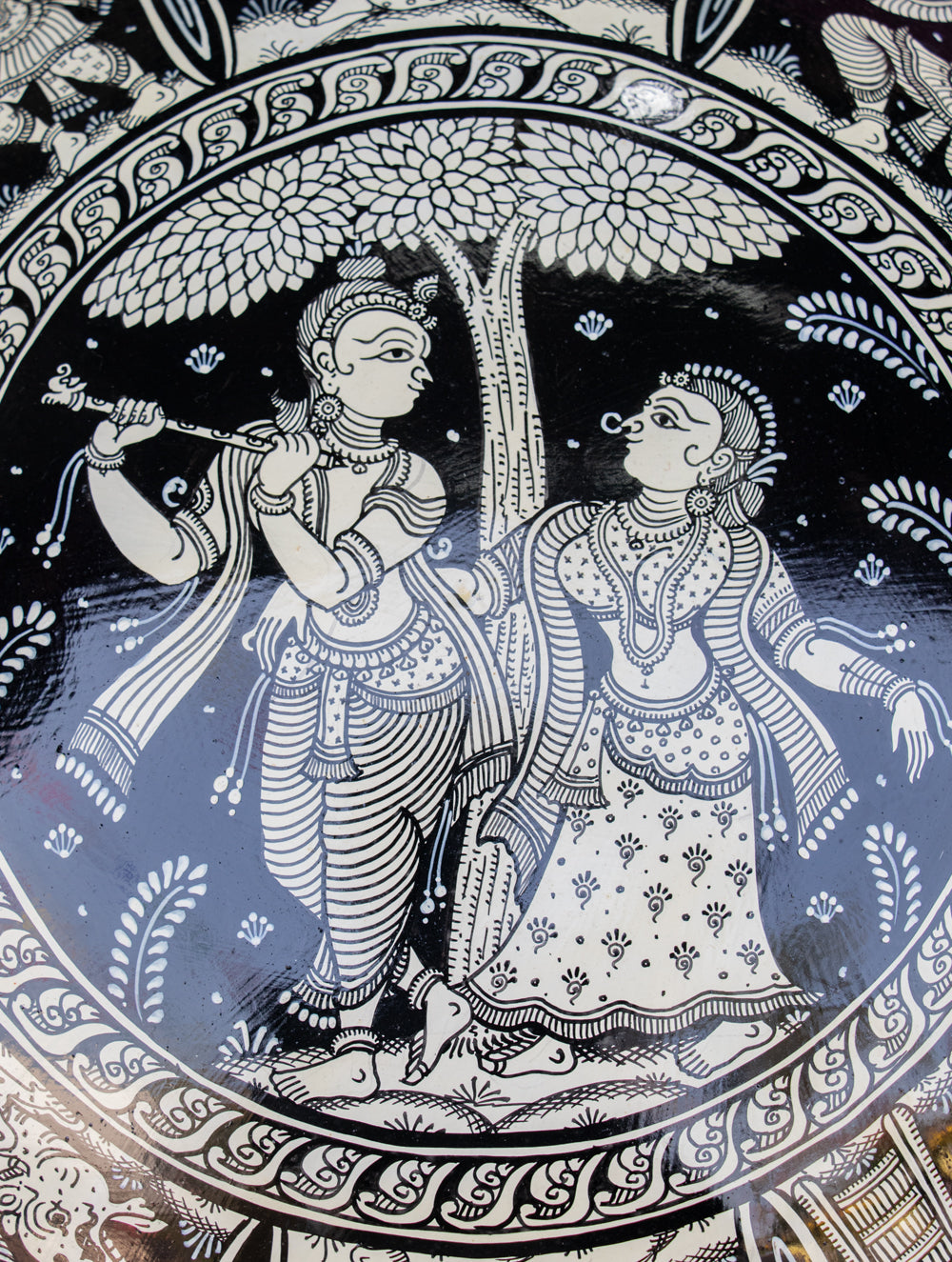 Pattachitra Art Wall Plaque - Radha Krishna