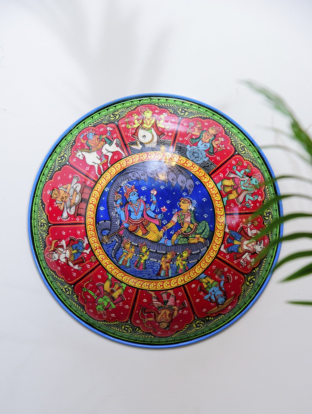 Pattachitra Art Wall Plaque - Vishnu & Lakshmi