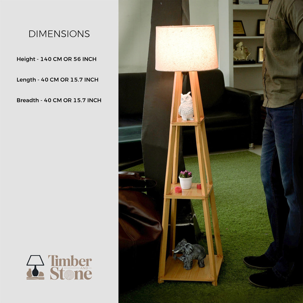 Classic Wooden Tower Floor Lamp