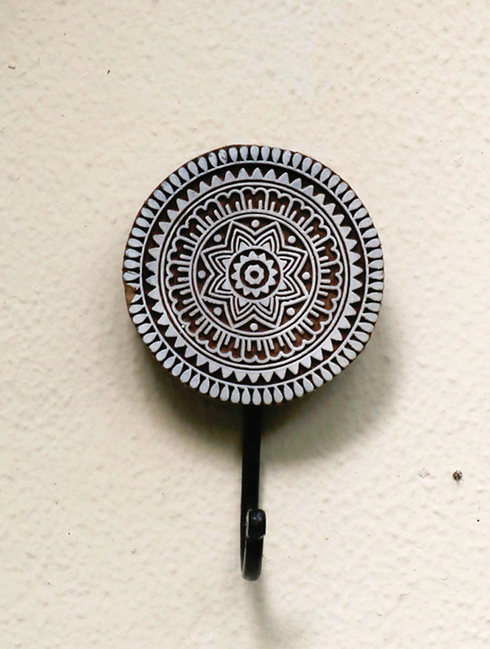 Wooden Engraved Wall Hook - Round