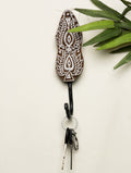 Wooden Engraved Wall Hook - Floral Motif