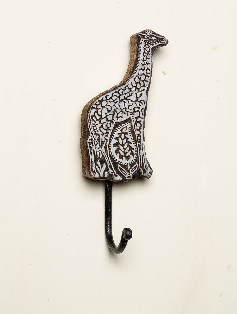 Wooden Engraved Wall Hook - Giraffe Motif